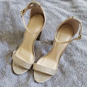 Gold glitter heels